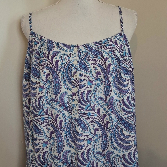 J. Crew Tiered Cotton Voile Shift Maxi Dress in Purple Paisley Size XL NWT - Picture 5 of 10